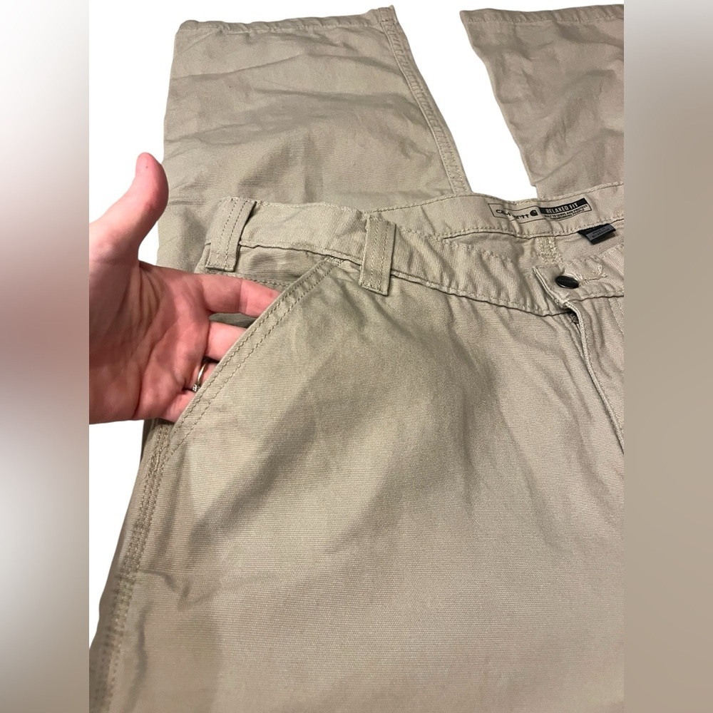 Carhartt Relaxed Fit Men's Khaki Pants Sz 38x34 - Picture 4 of 10